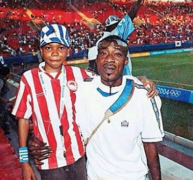 The childhood picture of Giannis Antetokounmpo with his father Charles Antetokounmpo.